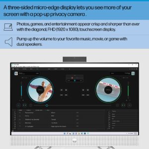 HP All-in-One Bundle PC, AMD Ryzen Processor, Radeon Graphics, 8 GB RAM, 512 GB SSD, FHD IPS Touchscreen Display, Windows 11 Home OS, Dual Computer Speakers, Wi-Fi & Bluetooth (24-cb1140, 2022)