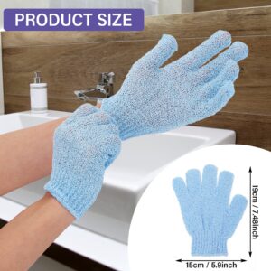 Sibba 3 Pair Bath Gloves for Shower Natural Loofah Exfoliating Wash Gloves for Body and Face, Dead Skin Remover, Double Sided Microfibre Shower Body Gloves for Adults and Kids