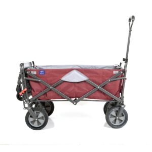 MacSports Collapsible Folding Outdoor Utility Tailgate Wagon with Cargo Trailer, Wine Red