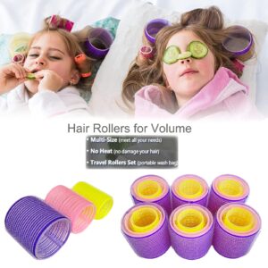 ROPIKIS Large Hair Rollers Set | Self-Grip Rollers for Volume and Blowout Look | Heatless Curlers for Medium to Long Hair, 31pcs 3 Sizes with Clips & Comb, Travel Pack