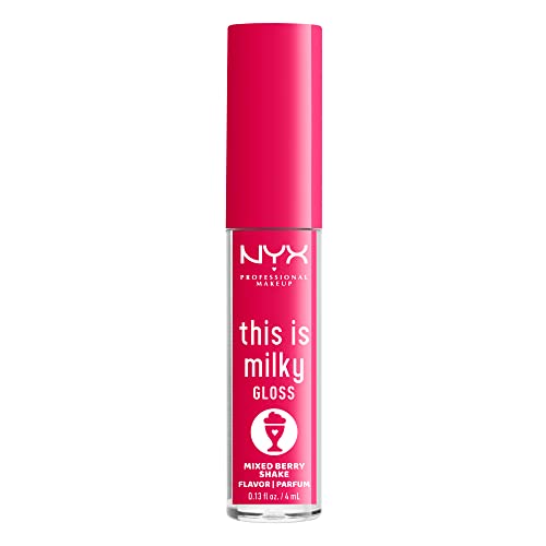 NYX PROFESSIONAL MAKEUP This Is Milky Gloss, Lip Gloss with 12 Hour Hydration, Vegan - Mixed Berry Shake (Raspberry)