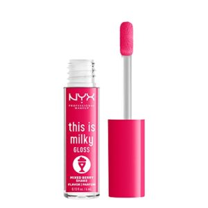 NYX PROFESSIONAL MAKEUP This Is Milky Gloss, Lip Gloss with 12 Hour Hydration, Vegan - Mixed Berry Shake (Raspberry)