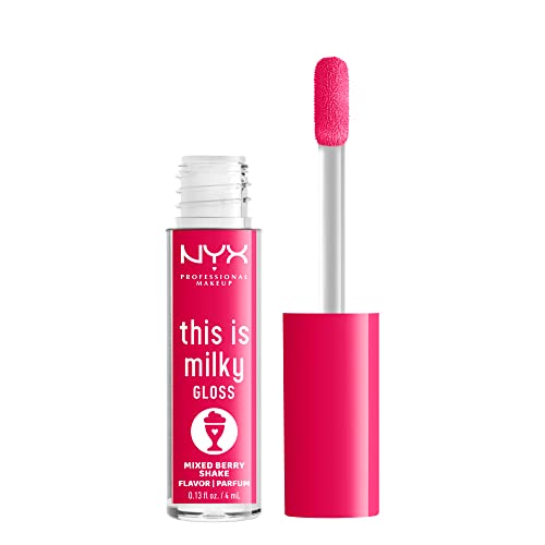 NYX PROFESSIONAL MAKEUP This Is Milky Gloss, Lip Gloss with 12 Hour Hydration, Vegan - Mixed Berry Shake (Raspberry)