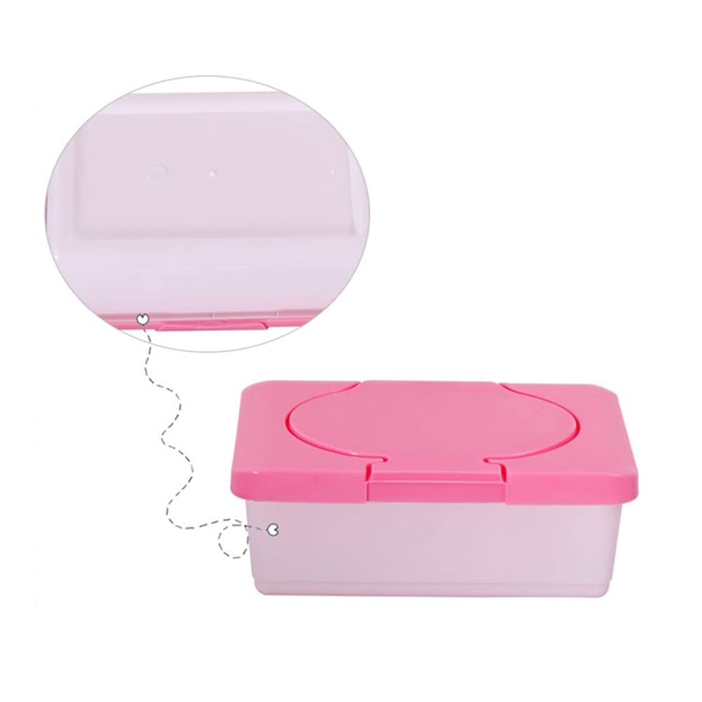 cdar Wet Tissue Storage Box,Wipes Dispenser Case,Baby Wipes Napkin Storage Case with Buckle Lid,Wipe Organiser Storage for Car Office Home Pink