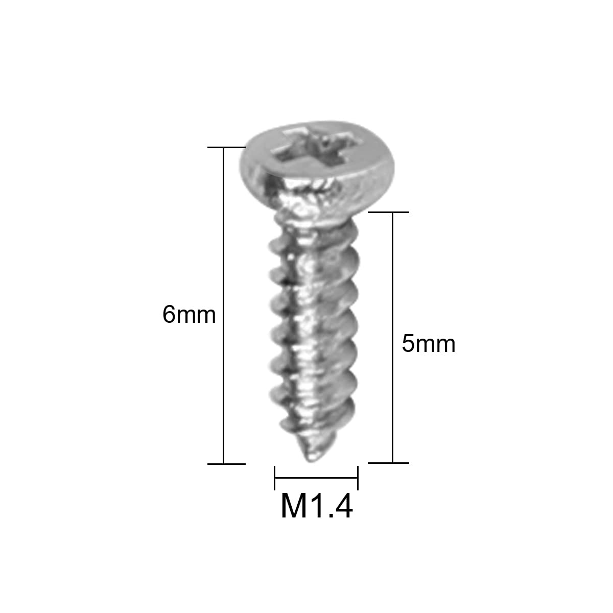 Niooliuk Pack of 100 ） M1.4 X 5mm Stainless Steel Phillips Round Head Self Tapping Screws Bolts