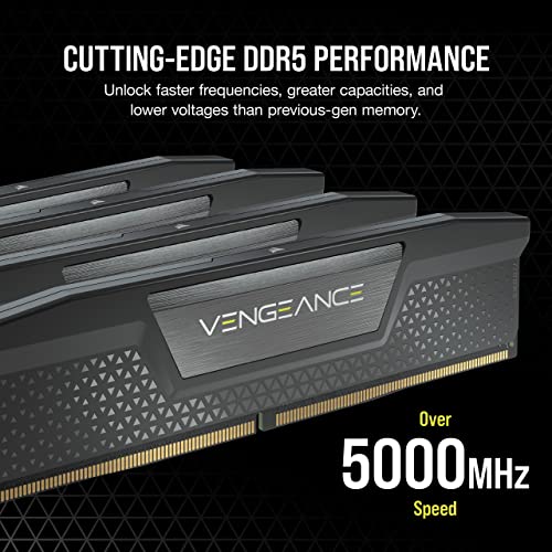 CORSAIR VENGEANCE DDR5 RAM 32GB (2x16GB) 6000MHz CL36 Intel XMP iCUE Compatible Computer Memory - Black (CMK32GX5M2D6000C36)