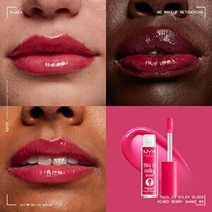 NYX PROFESSIONAL MAKEUP This Is Milky Gloss, Lip Gloss with 12 Hour Hydration, Vegan - Mixed Berry Shake (Raspberry)