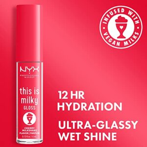 NYX PROFESSIONAL MAKEUP This Is Milky Gloss, Lip Gloss with 12 Hour Hydration, Vegan - Cherry Milkshake (Cherry Pink)