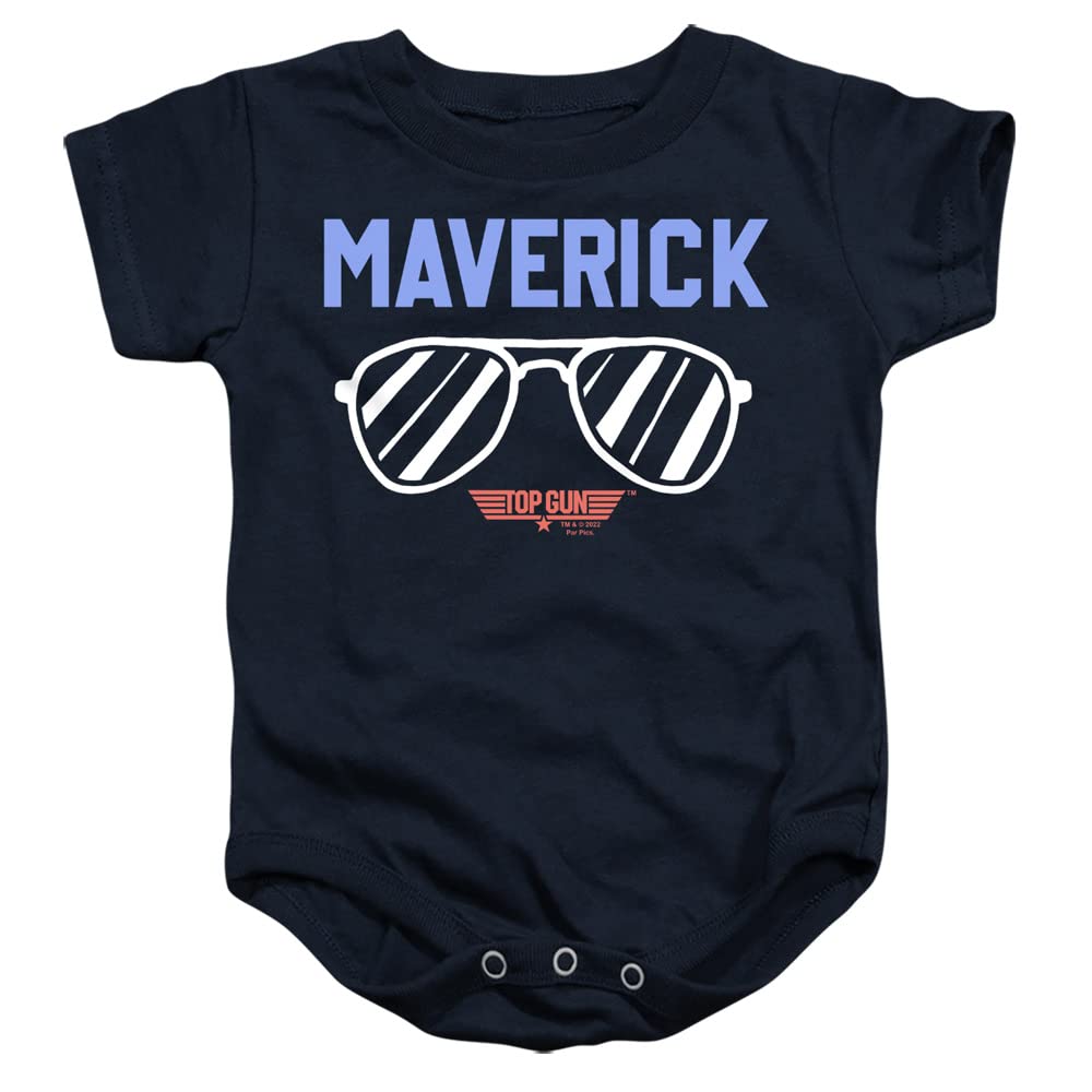 Popfunk Top Gun Mini Maverick Unisex Infant Snap Suit for Baby (Navy, 6 Months)