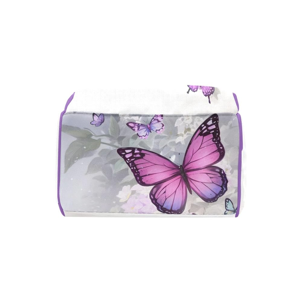 Anneunique Fantasy Cute Purple Butterfly Diaper Bags Backpack with Name Personalized Baby Bag Nursing Nappy Bag Travel Tote Bag Gifts for Mom Girl, 10.83 x 6.69 x 15 Inch