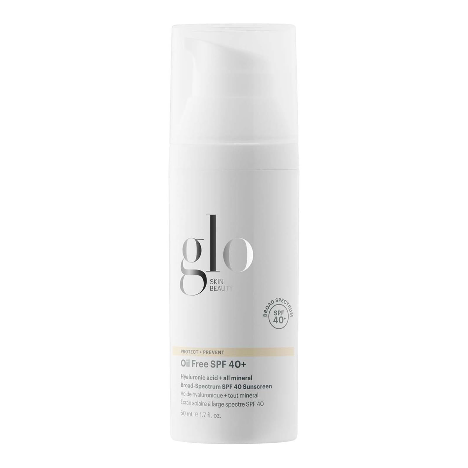 Glo Skin Beauty Oil Free SPF 40+ Hyaluronic Acid Infused All Mineral Sunscreen - Protect Against Sun Damage & Aging Environmental Skin Stressors - Weightless, Invisible Finish