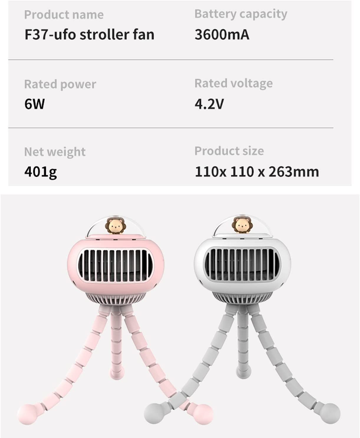 Baby Stroller Fan rechargeable 130 °Automatic Swing Handheld Personal Portable Clip On Fan With Flexible Tripod Desk Fan Ultra Quiet USB Fans Bike Treadmill Crib Car Seat Outdoor Camping Office