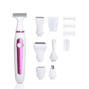 Electric Razor for Women,Painless 6 in 1 Womens Electric Face shavers for Body Hair Removal,depilacion for Brow,Nose,Legs,Underarms Bikini Area,Wet&Dry,Detachable Head Rechargeable pubic Hair Trimmer