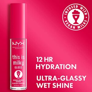 NYX PROFESSIONAL MAKEUP This Is Milky Gloss, Lip Gloss with 12 Hour Hydration, Vegan - Mixed Berry Shake (Raspberry)