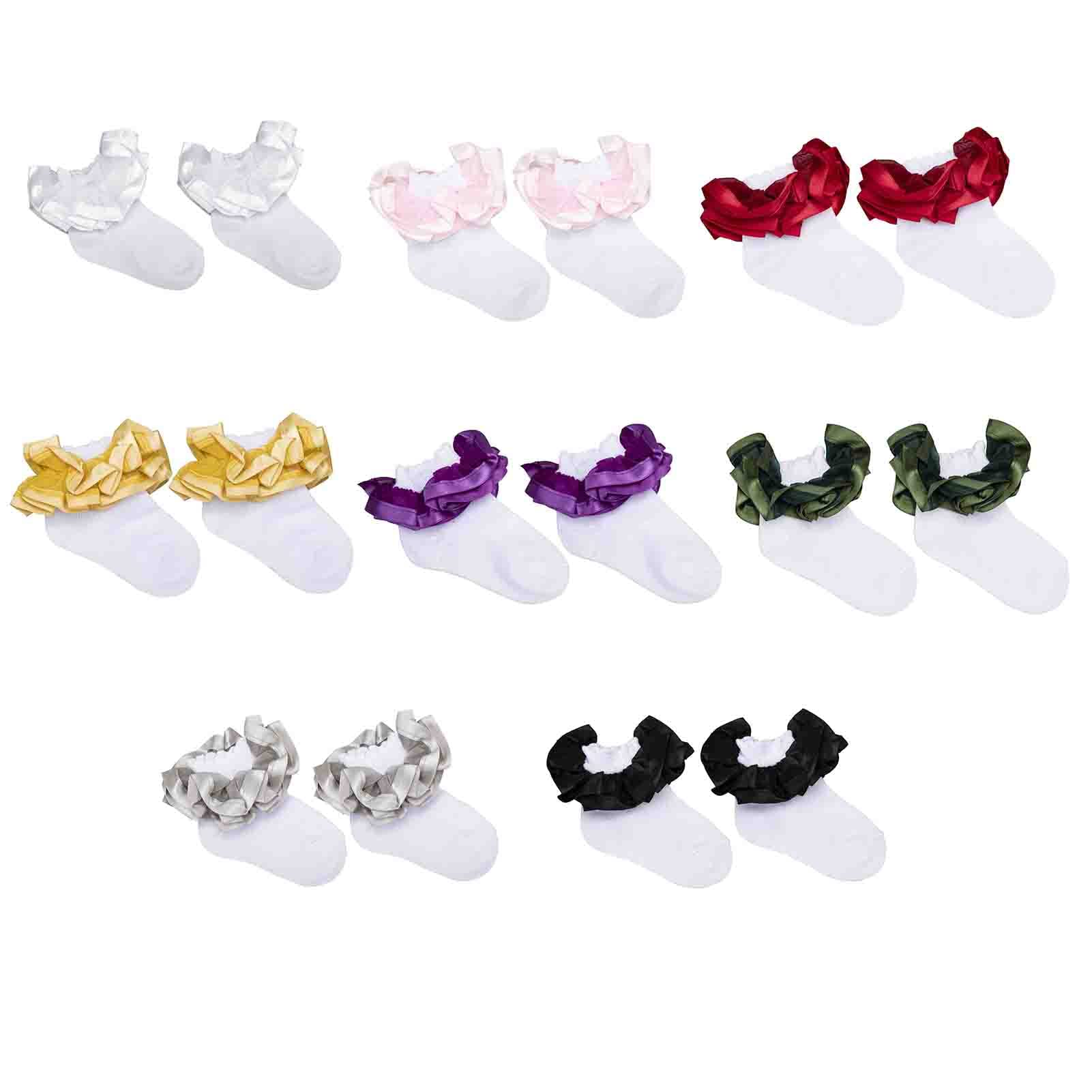 8 Pairs 3D Three-dimensional Big Ruffled Lace Cotton Socks, Frilly Dress Princess Socks for Little Girls 0-10 Years