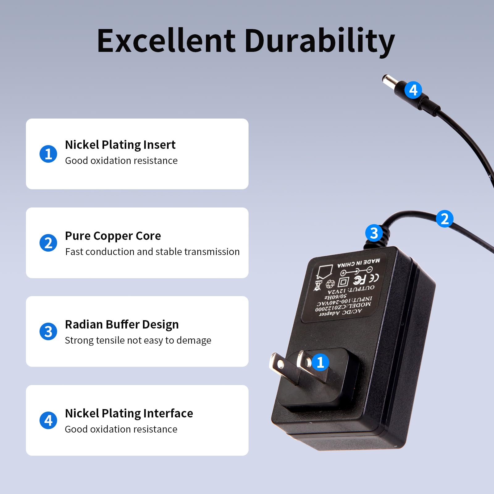 12V 2A Power Adapter Charger AC 12V Regulated Power Supply DC in 12 Volts 2000mA Power Cord with 10 Interchangeable DC Plug for 1A 1.1A 1.2A 1.3A 1.4A 1.5A 1.6A 1.7A 1.8A 1.9A 2A Electronics