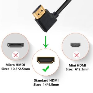 GELRHONR 4K HDMI Cable 1.4,90 Degrees Angle HDMI Male to Male Cable 4k@30Hz,Gold-Plated Connector,Support ARC, 3D, Ethernet,for HD TV, Lactop, PC,Projector-Black(1m/3.2Ft) (Black - Left to Right)