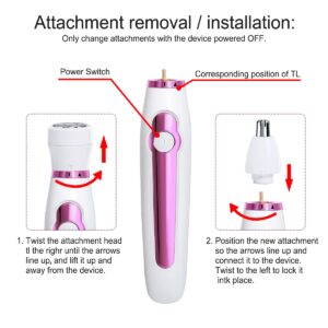 Electric Razor for Women,Painless 6 in 1 Womens Electric Face shavers for Body Hair Removal,depilacion for Brow,Nose,Legs,Underarms Bikini Area,Wet&Dry,Detachable Head Rechargeable pubic Hair Trimmer