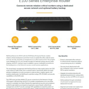 Cradlepoint 1-yr NetCloud SOHO Branch Essentials Plan, and E100 Router with WiFi (300 Mbps Modem), North America