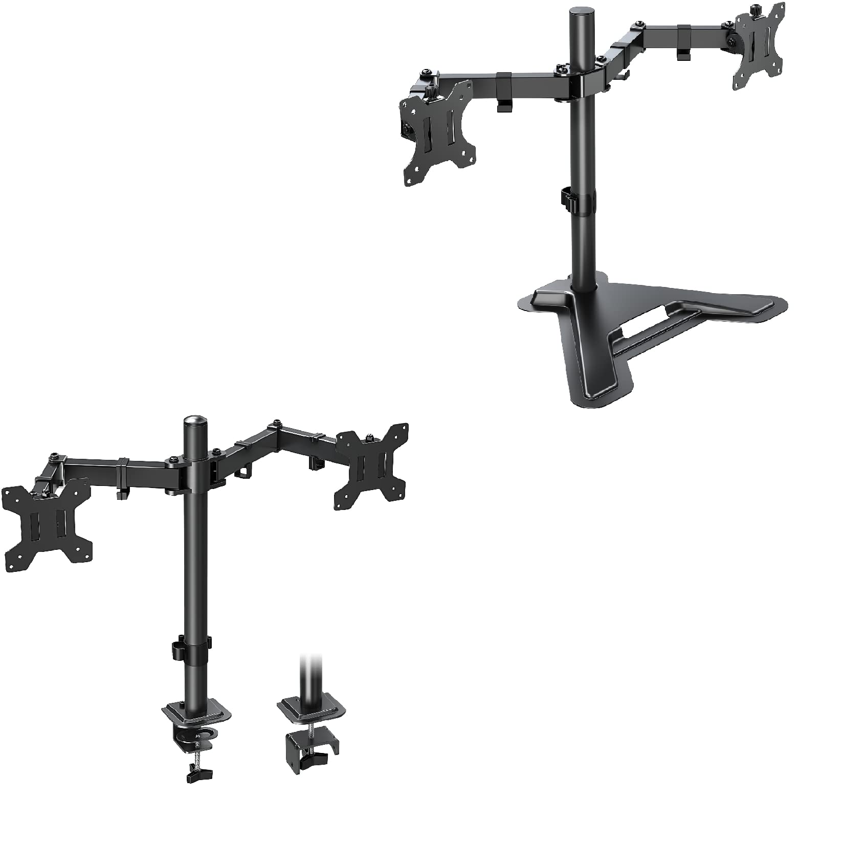 MOUNTUP Dual Monitor Desk Mount + Freestanding & Height Adjustable Monitor Desk Mount