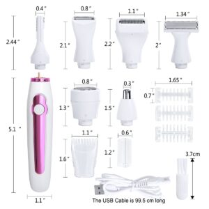 Electric Razor for Women,Painless 6 in 1 Womens Electric Face shavers for Body Hair Removal,depilacion for Brow,Nose,Legs,Underarms Bikini Area,Wet&Dry,Detachable Head Rechargeable pubic Hair Trimmer