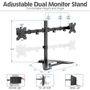 MOUNTUP Dual Monitor Desk Mount + Freestanding & Height Adjustable Monitor Desk Mount