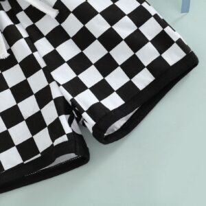 Newborn Toddler Baby Boy Shorts Summer Cotton Checkerboard Plaid Jogger Shorts Elastic Waist Casual Short Pants 0-3T Black