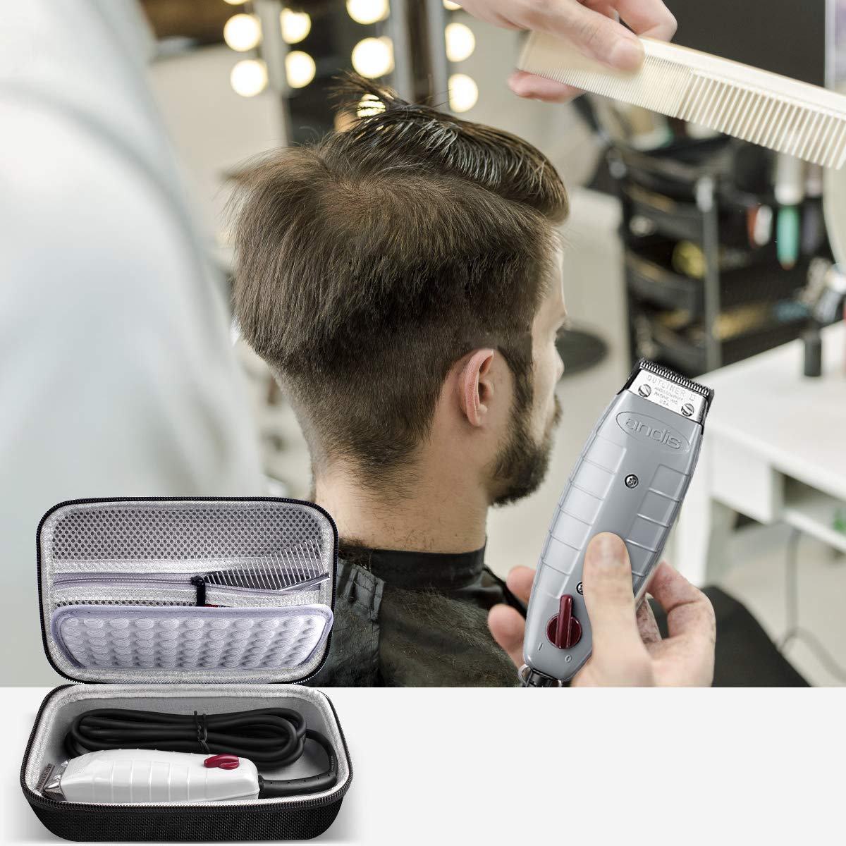 Case for Hatteker Hair Clipper Cordless, Beard Trimmer Organizer Storage with Case for Andis Professional T-Outliner Beard/Hair Trimmer - 2 Pack