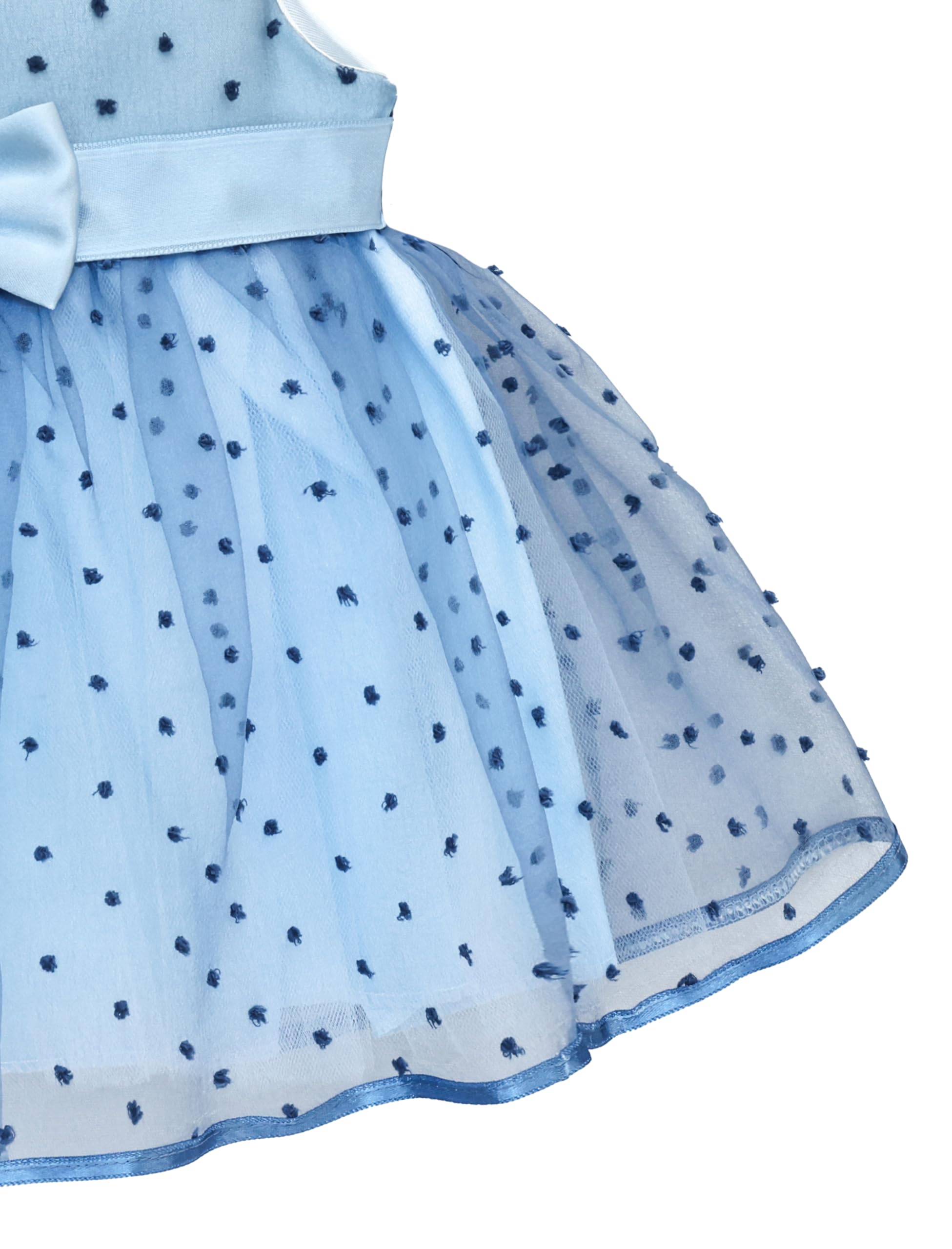 Lilax Baby Girl Lace Sleeveless Dot Tulle Dress Pageant 3 Piece Party Wedding Outfit (3-6 Months, Blue)