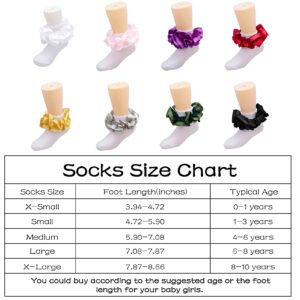 8 Pairs 3D Three-dimensional Big Ruffled Lace Cotton Socks, Frilly Dress Princess Socks for Little Girls 0-10 Years