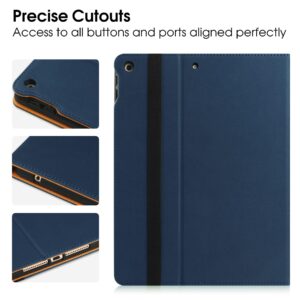 for iPad 9th/8th/7th Generation Case 2021/2020/2019 10.2 Inch Case with Built-in Pencil Holder, Folio Stand Cover with Multiple Angles & Auto Sleep/Wake for iPad 10.2 Inch 9/8/7 Gen, Navy Blue/Brown