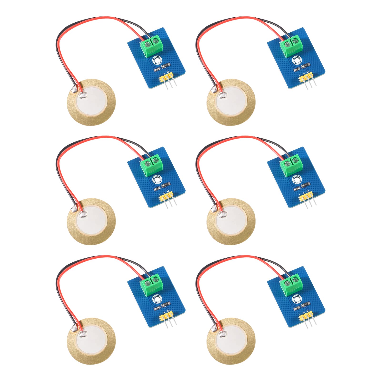 6Pcs Piezo Analog Ceramic Vibration Sensor Module Controller Piezoelectricity 3.3V/5V Electronic Components Supplies Sensor Board