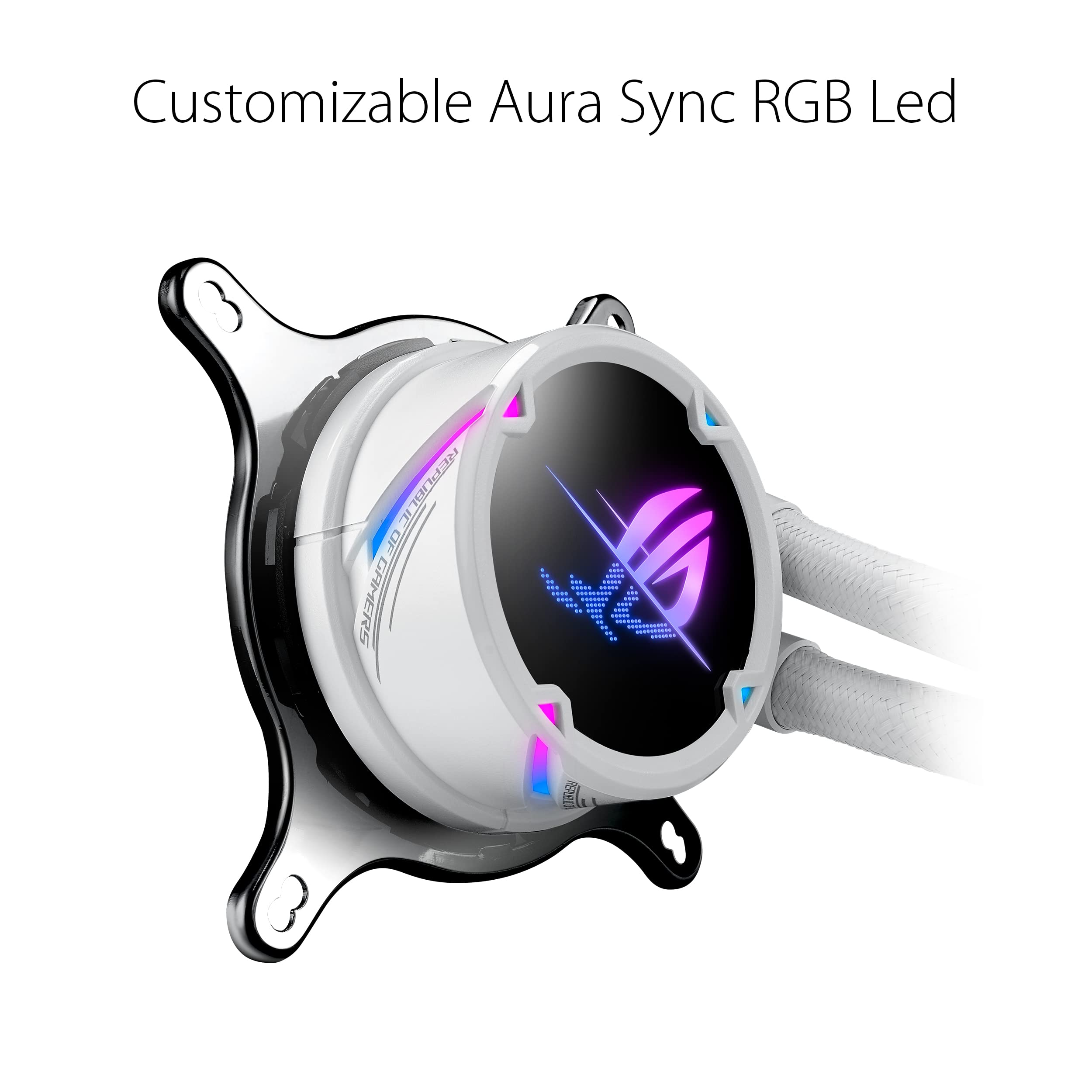 ASUS ROG Strix LC II 240 ARGB White Edition All-in-one AIO Liquid CPU Cooler 240mm Radiator, Intel LGA1700, 115x/2066 and AMD AM4/TR4 Support, 2X 120mm 4-pin PWM Addressable RGB Radiator Fans