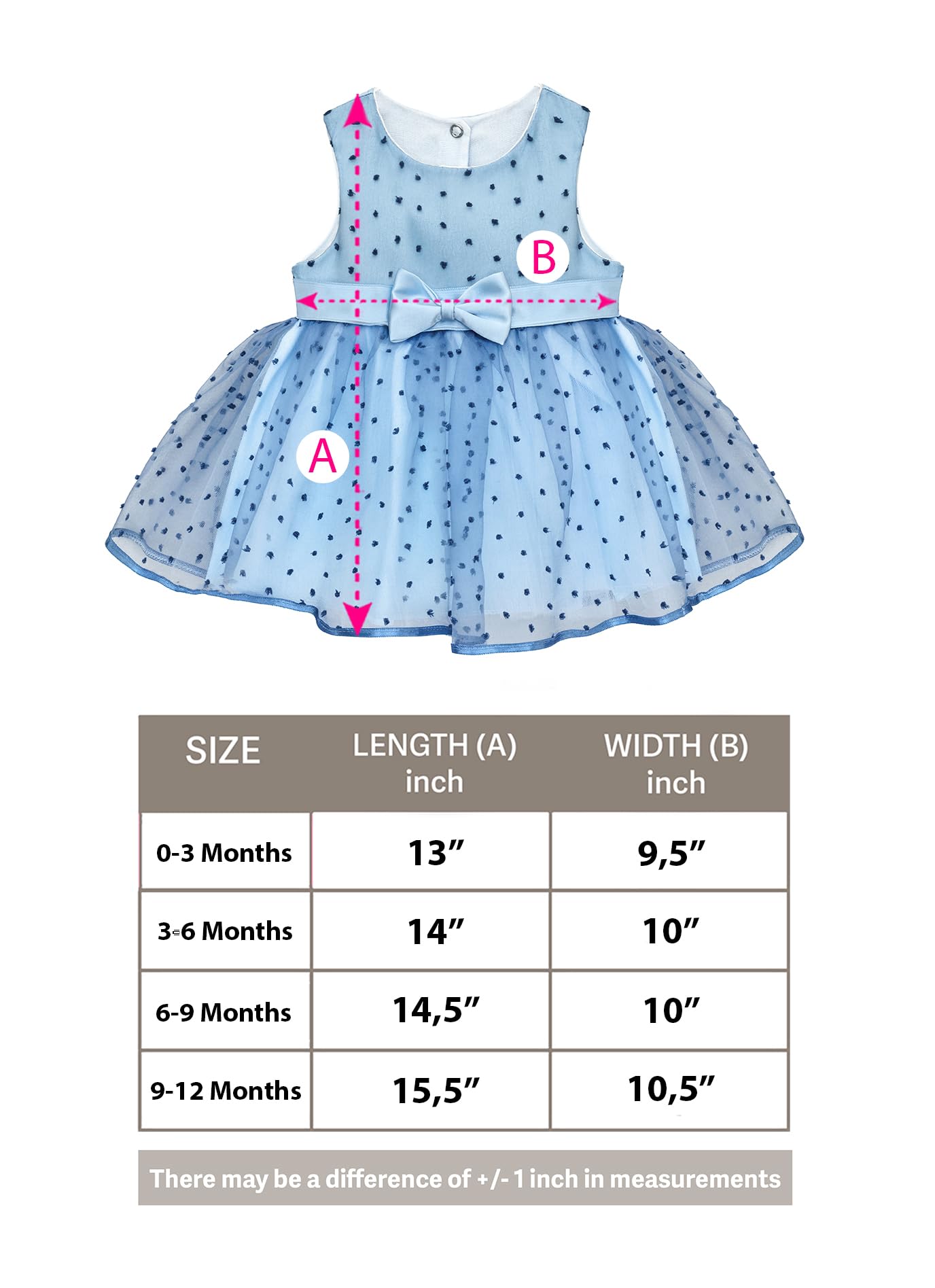 Lilax Baby Girl Lace Sleeveless Dot Tulle Dress Pageant 3 Piece Party Wedding Outfit (3-6 Months, Blue)