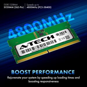 A-Tech 8GB DDR5 4800MHz PC5-38400 CL40 SODIMM 1.1V Non-ECC Unbuffered SO-DIMM 262-Pin Laptop RAM Memory Upgrade Module