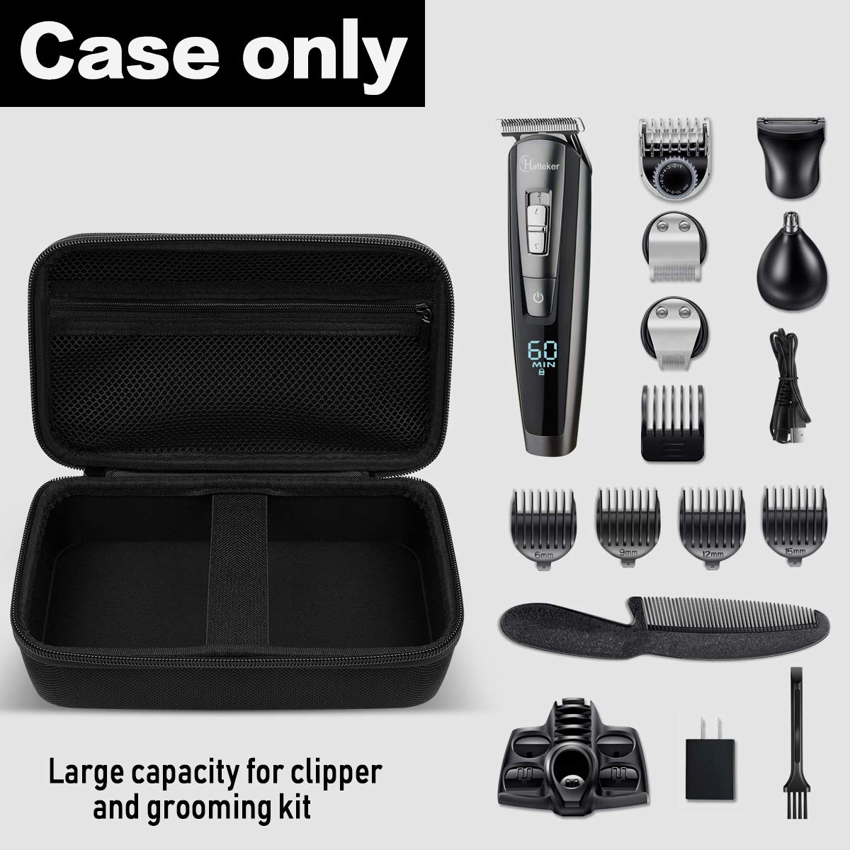 Case for Hatteker Hair Clipper Cordless, Beard Trimmer Organizer Storage with Case for Andis Professional T-Outliner Beard/Hair Trimmer - 2 Pack