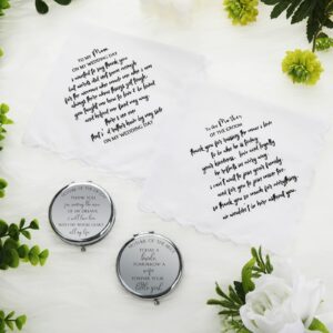 Coume 6 Pack Mother of the Groom Mother of the Bride Cosmetic Bag Wedding Gifts Mother of Bride and Groom Makeup Mirror Mom Handkerchief for Mother and Mom in Law for Engagement Favor (Leaves)