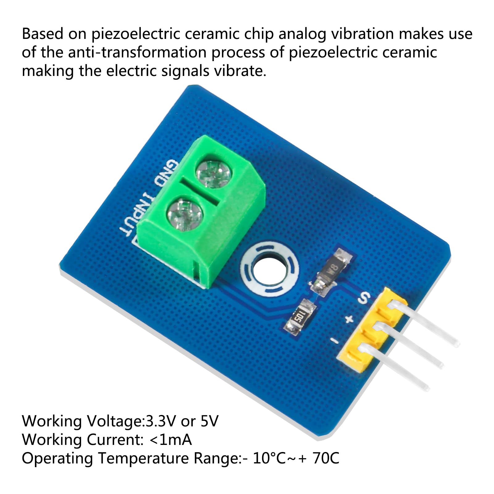 6Pcs Piezo Analog Ceramic Vibration Sensor Module Controller Piezoelectricity 3.3V/5V Electronic Components Supplies Sensor Board