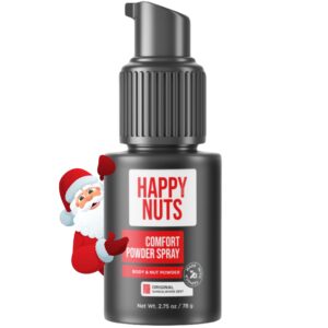 happy nuts comfort powder spray: anti chafing & mens deodorant, aluminum-free, sweat and odor control for jock itch, groin and men's private parts (2.75 ounce (pack of 1), original)