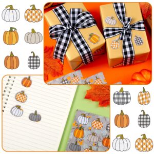 480 Pcs Pumpkin Stickers for Kids Fall Thanksgiving Autumn Stickers Farmhouse Rustic Pumpkin Stickers Buffalo Plaid Pumpkins Stickers for Fall Thanksgiving Party Classroom Decor (Delicate Style)