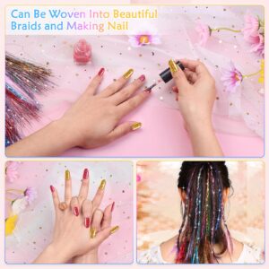 Mckanti 14 Colors Hair Tinsel Kit with Tool, 47 inch 2800 Strands Extensions for Women Girls, Fairy Glitter Sparkling Shiny Colorful Synthetic Party Daily Life Fashion