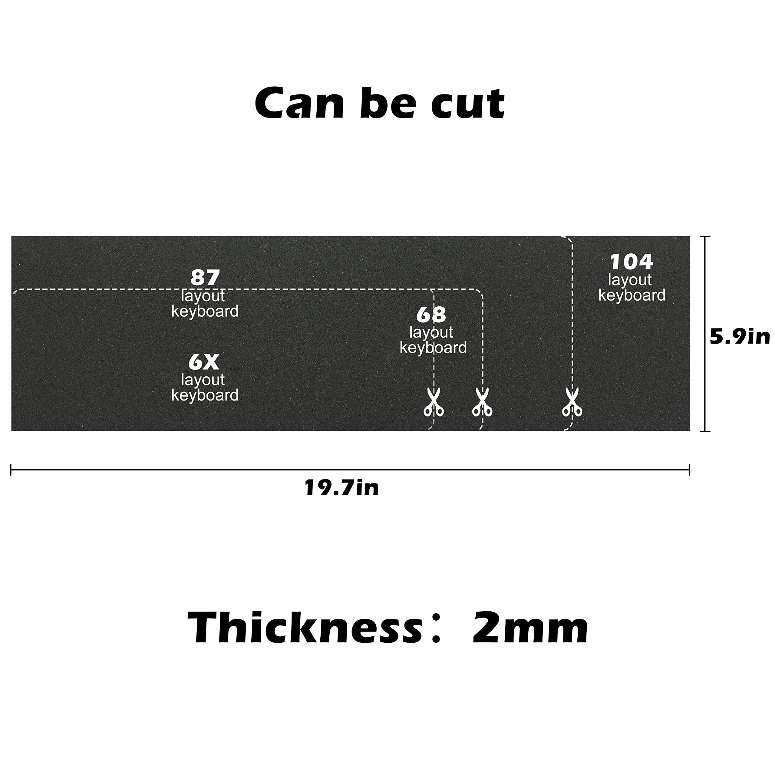 HONKID Keyboard Foam, Sound Dampening Foam for Mechanical Keyboard Bottom, Made of LE-20 Poron, Black (H 2mm)