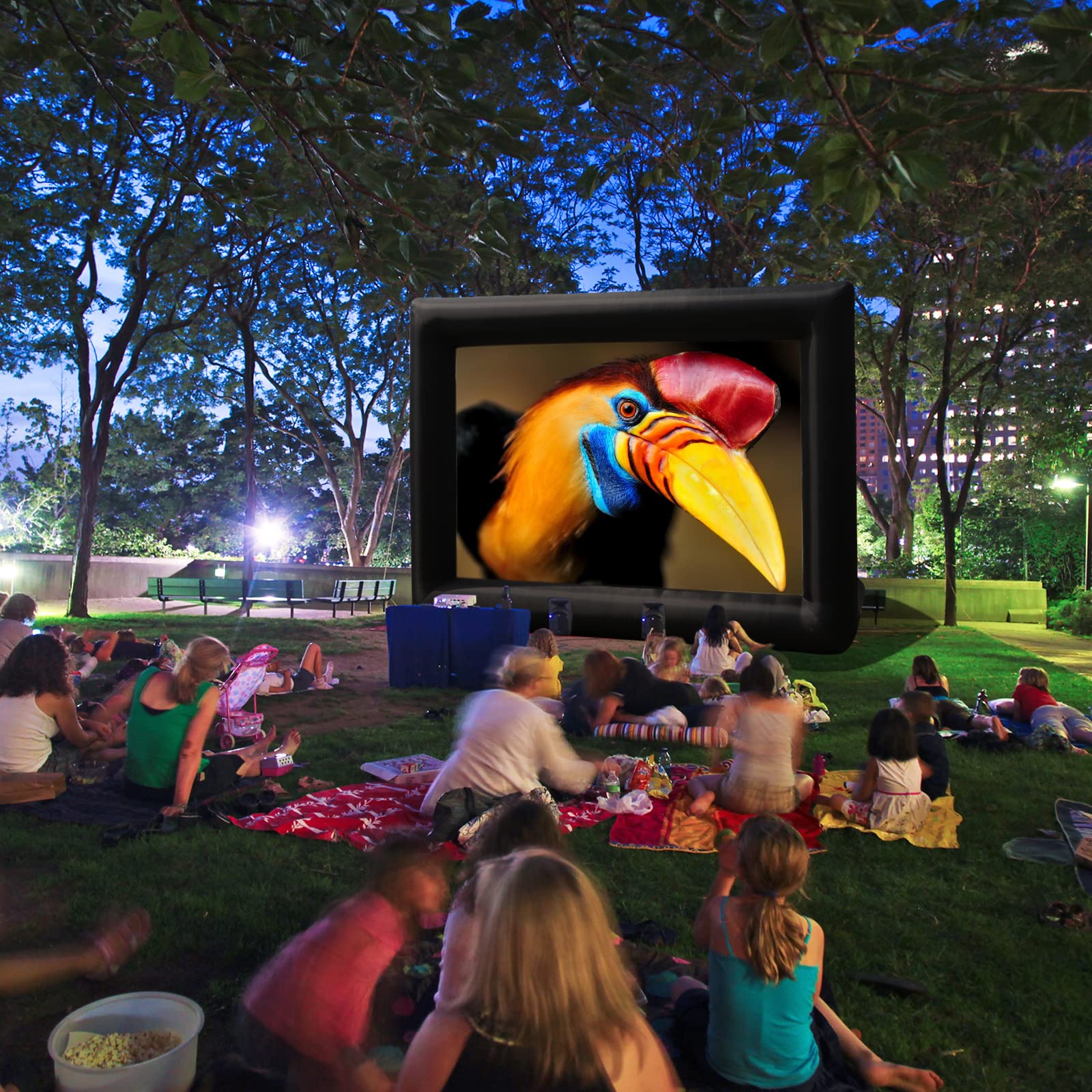 staelea 16ft Inflatable Movie Projector Screen, Indoor and Outdoor Projector Screen with Carry Bag for Front and Rear Projection