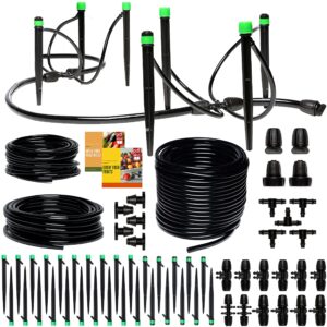 carpathen drip irrigation kit - adjustable premium garden watering system + 100 ft 5/16 drip irrigation tubing - mainline - (.40 od x .32 id) pvc water line