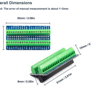 for RPi Pi IO GPIO Terminal Blocks Breakout Board 40Pin 2.54mm / 0.1" Mini Terminal Expansion Board for Raspberry Pi 5 4B 3B+ 3B 2B Zero Zero W