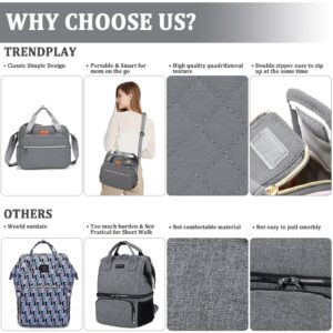 TRENDPLAY Mini Diaper Bag Baby Nappy Nursery Bag - Travel&Outdoor Organizer, Stroller Bag Multi-Function Maternity Bag for Mom Daddy, Gray