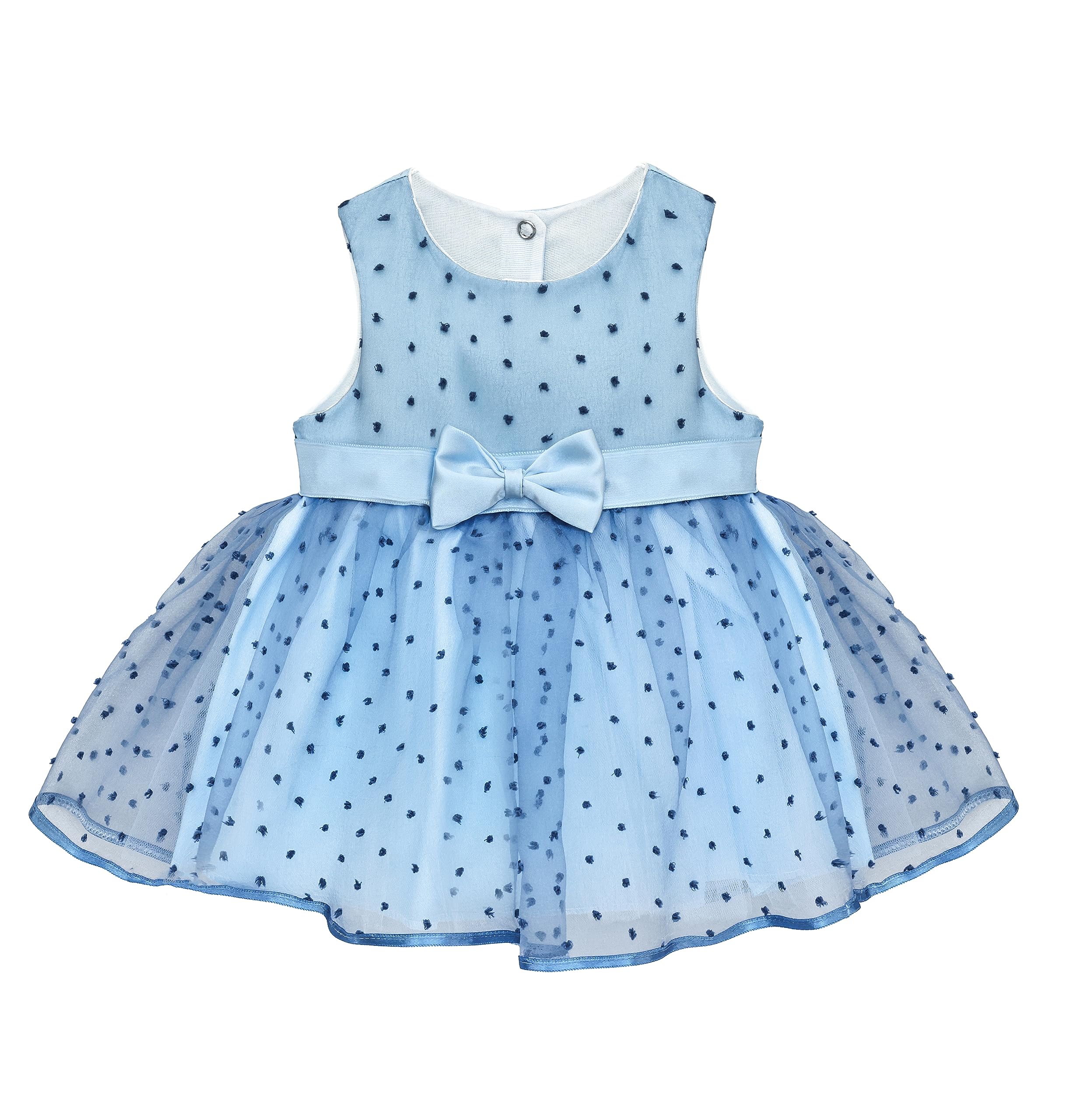 Lilax Baby Girl Lace Sleeveless Dot Tulle Dress Pageant 3 Piece Party Wedding Outfit (3-6 Months, Blue)