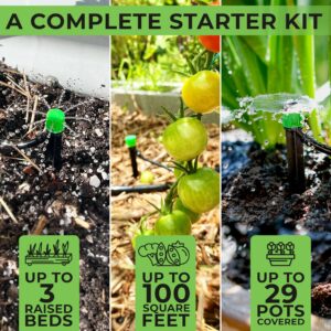 CARPATHEN Drip Irrigation Kit - Adjustable Premium Garden Watering System + 100 ft 5/16 Drip Irrigation Tubing - Mainline - (.40 OD x .32 ID) PVC Water Line