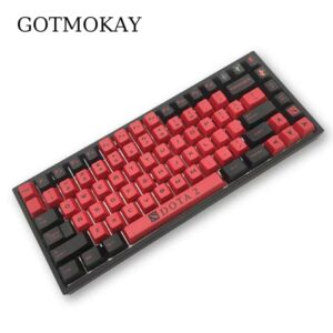 GOTMOKAY DIY Keycap Red&Black Personalise Keycap Cherry PBT Dye-Sublimated 178 Keycaps Cherry Factory Height for Mechanical Gaming Keyboard (Black&Gray)