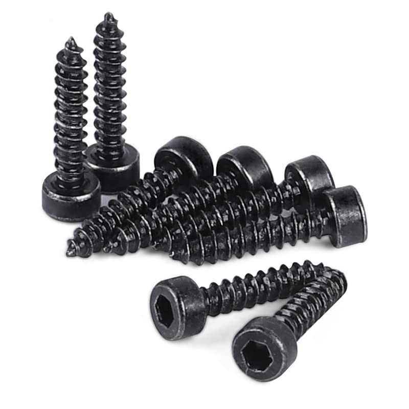 Niooliuk M2mm x 10mm Full Thread Hex Head Self Tapping Screws Black (Pack of 100)